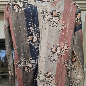 Floral Striped Long Sleeve Top